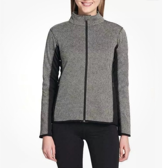 Marc New York Jackets & Blazers - Marc New York Fleece Jacket Full Zip Black Herringbone Outdoor Comfy Gorp Warm